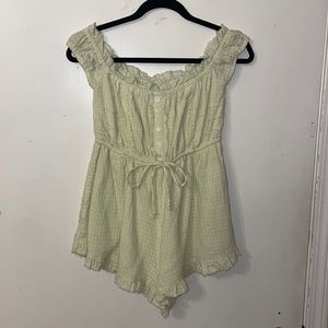 Urban Outfitters sage green romper gingham